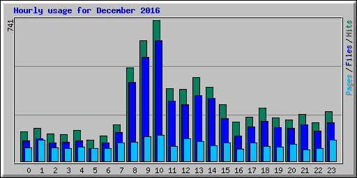 Hourly usage for December 2016
